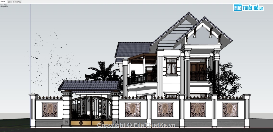 file su biệt thự 2 tầng,mẫu sketchup biệt thự 2 tầng,sketchup biệt thự 2 tầng,model su biệt thự 2 tầng,Model su biệt thự 16.55x23.7m