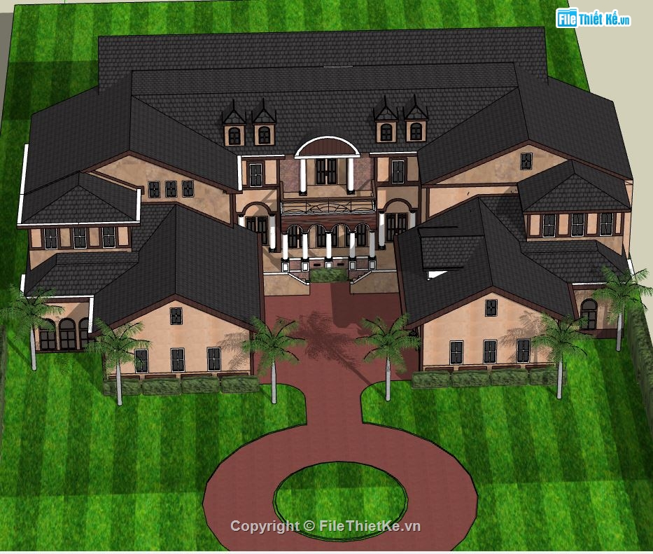 File sketchup biệt thự 2 tầng,biệt thự 2 tầng,phối cảnh biệt thự 2 tầng,mẫu biệt thự 2 tầng đẹp