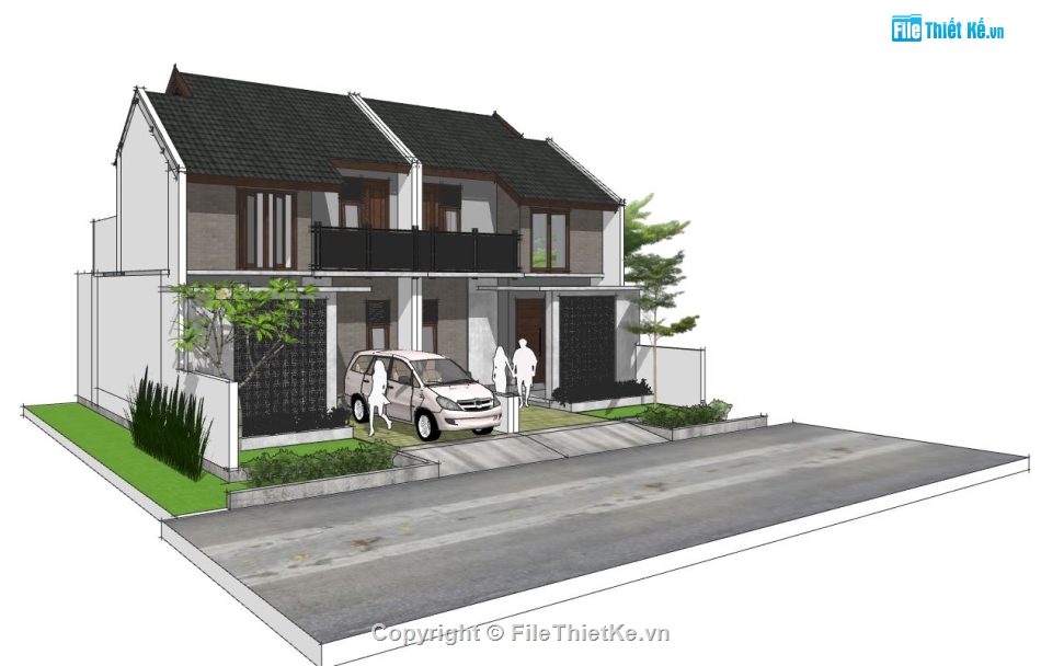 biệt thự sketchup,File sketchup biệt thự 2 tầng,biệt thự  sketchup,sketchup biệt thự 2 tầng,bản vẽ biệt thự 2 tầng