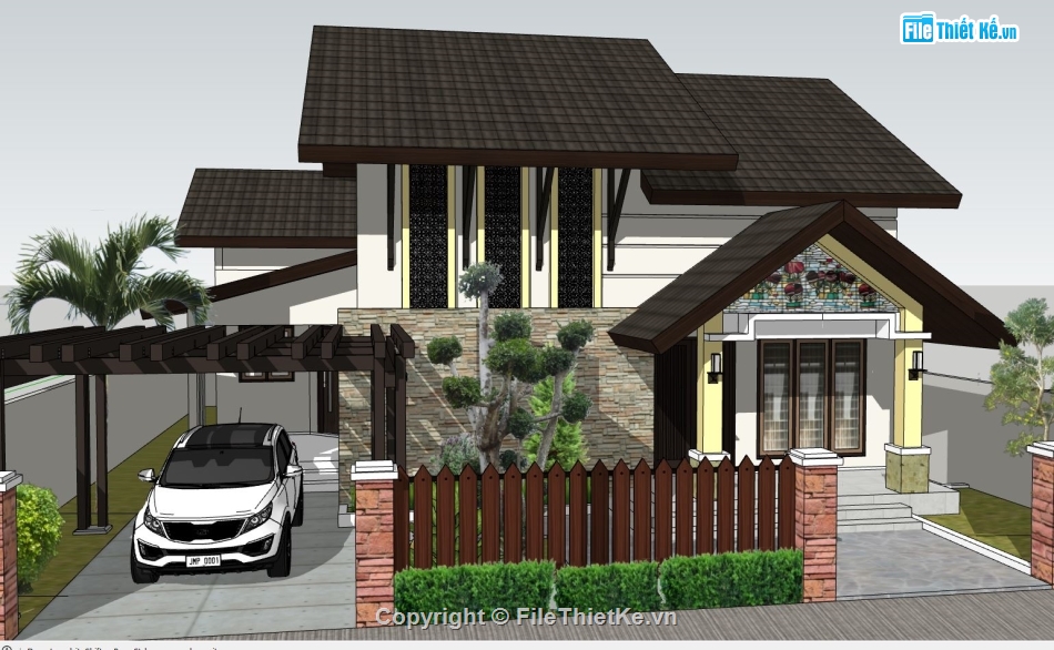 biệt thự sketchup,sketchup biệt thự,File sketchup biệt thự 2 tầng,sketchup biệt thự 2 tầng