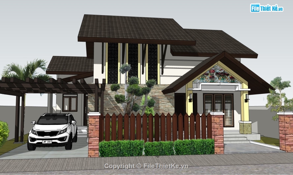 biệt thự sketchup,sketchup biệt thự,File sketchup biệt thự 2 tầng,sketchup biệt thự 2 tầng