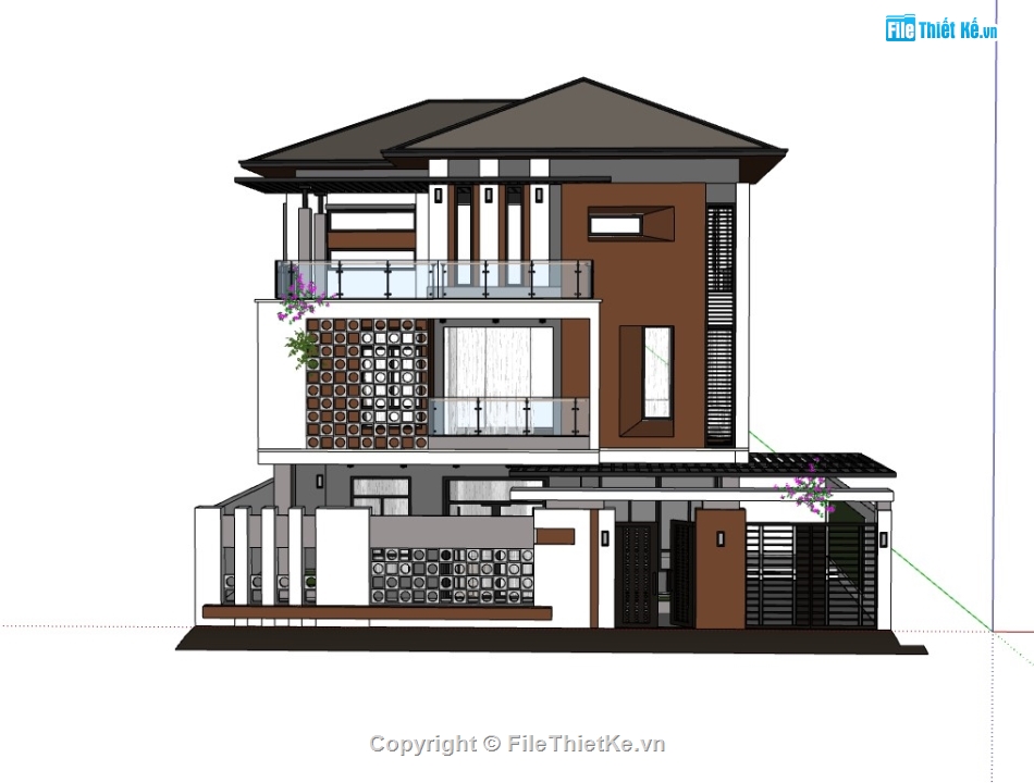 biệt thự 3 tầng,biệt thự sketchup,sketchup biệt thự,sketchup biệt thự 3 tầng