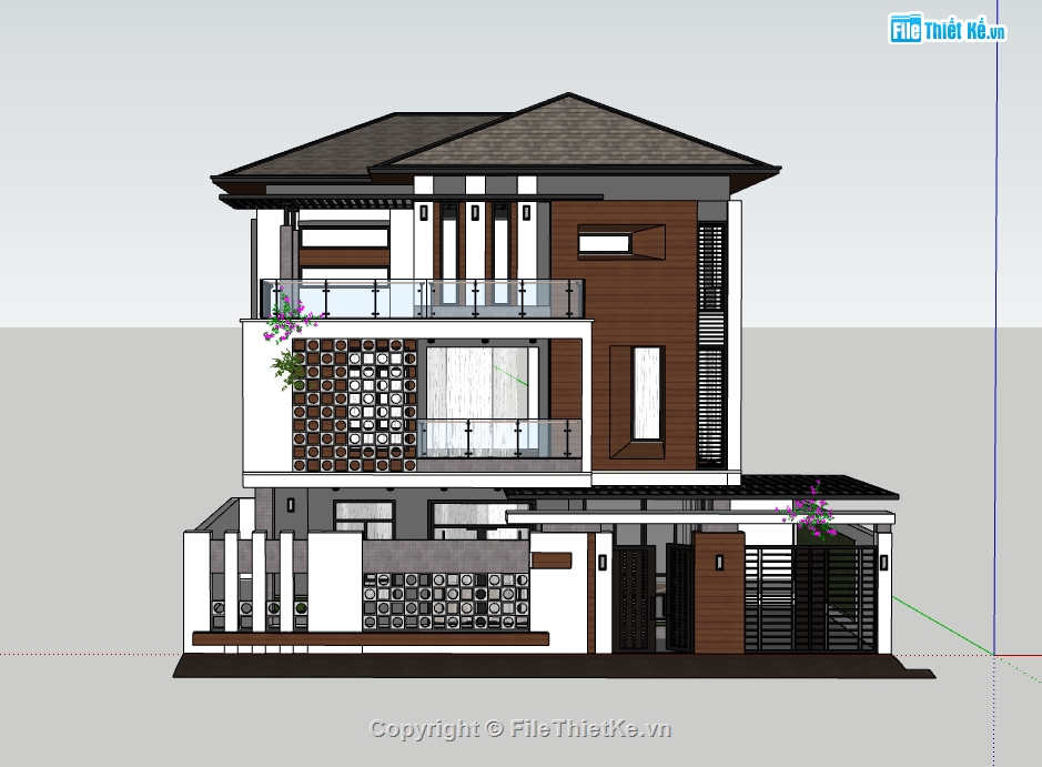 biệt thự 3 tầng,biệt thự sketchup,sketchup biệt thự,File sketchup biệt thự 3 tầng