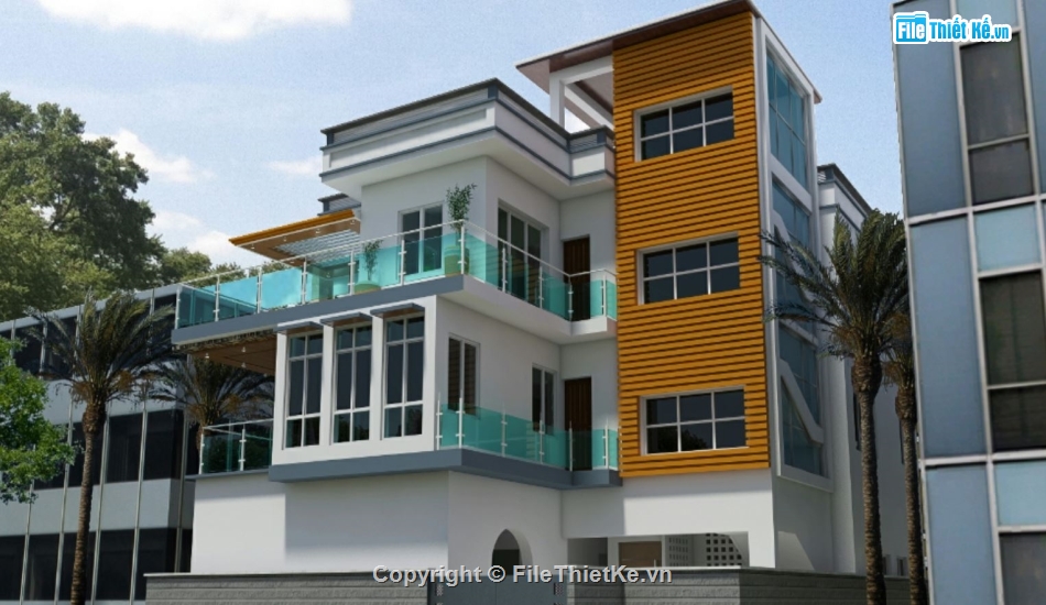 biệt thự 3 tầng,file sketchup biệt thự 3 tầng,biệt thự hiện đại