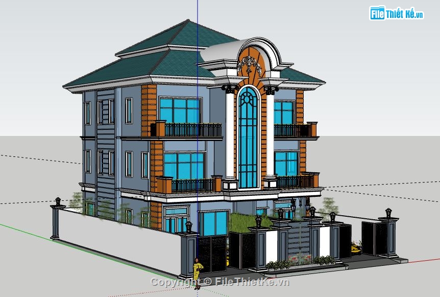 Biệt thự 3 tầng,model su biệt thự 3 tầng,biệt thự 3 tầng file sketchup