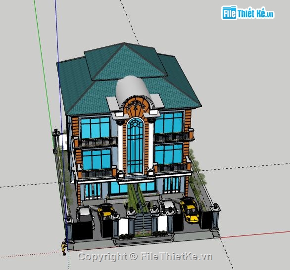 Biệt thự 3 tầng,model su biệt thự 3 tầng,biệt thự 3 tầng file sketchup