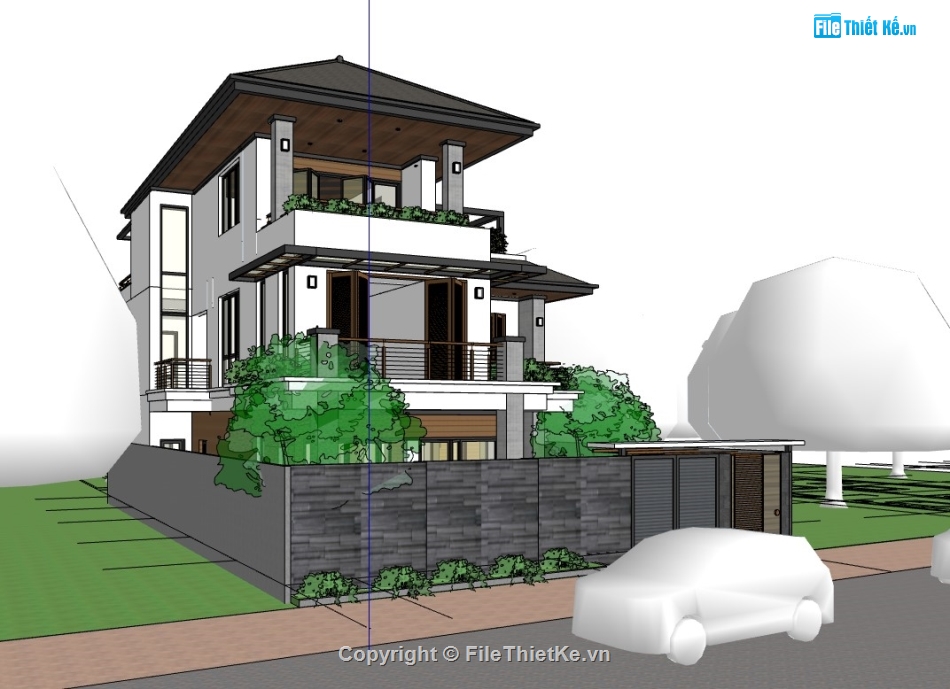 biệt thự sketchup,biệt thự 3 tầng,File sketchup biệt thự 3 tầng,sketchup biệt thự 3 tầng