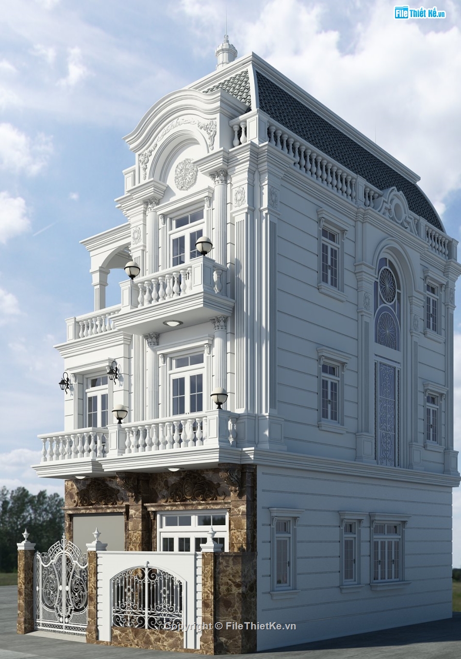 Biệt thự 3 tầng model su,file su biệt thự 3 tầng,biệt thự tân cổ điển file su,biệt thự 3 tầng 7.65x12m,biệt thự 3 tầng tân cổ điển