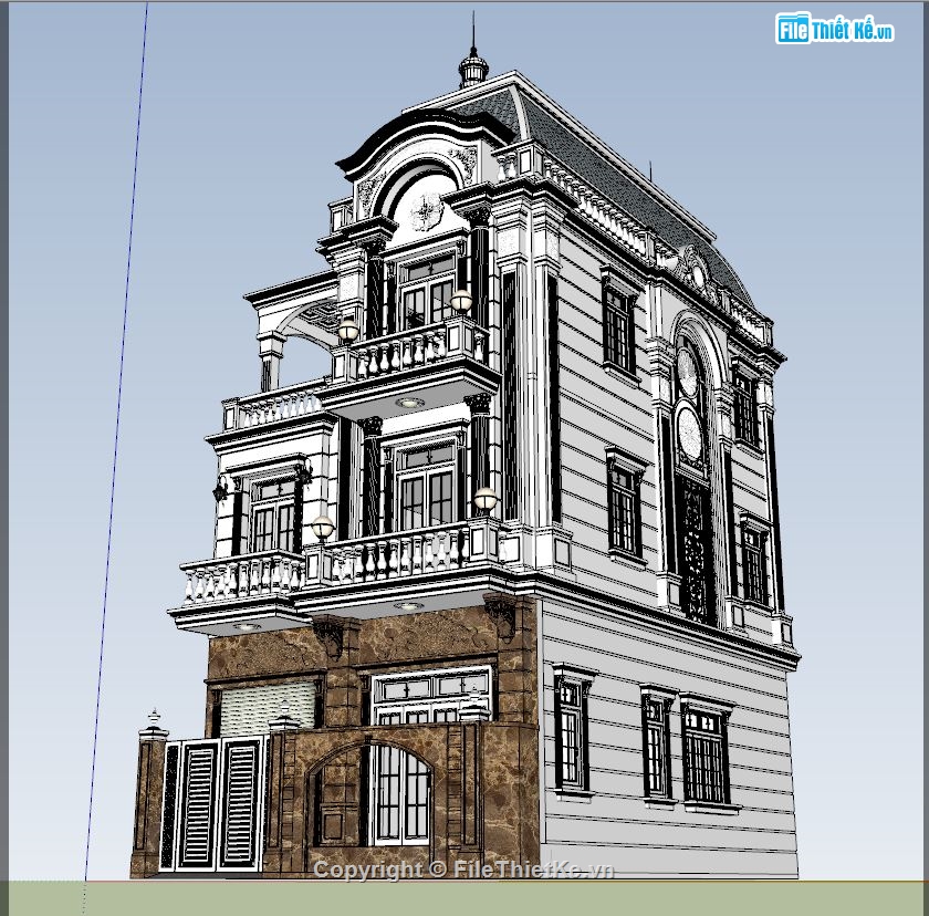 Biệt thự 3 tầng model su,file su biệt thự 3 tầng,biệt thự tân cổ điển file su,biệt thự 3 tầng 7.65x12m,biệt thự 3 tầng tân cổ điển