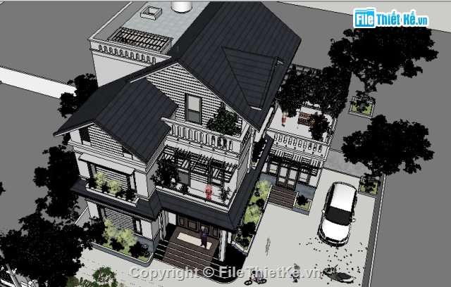 File sketchup biệt thự 3 tầng,File sketchup biệt thự 3 tầng hiện đại,File sketchup biệt thự 3 tầng cực đẹp,File sketchup biệt thự