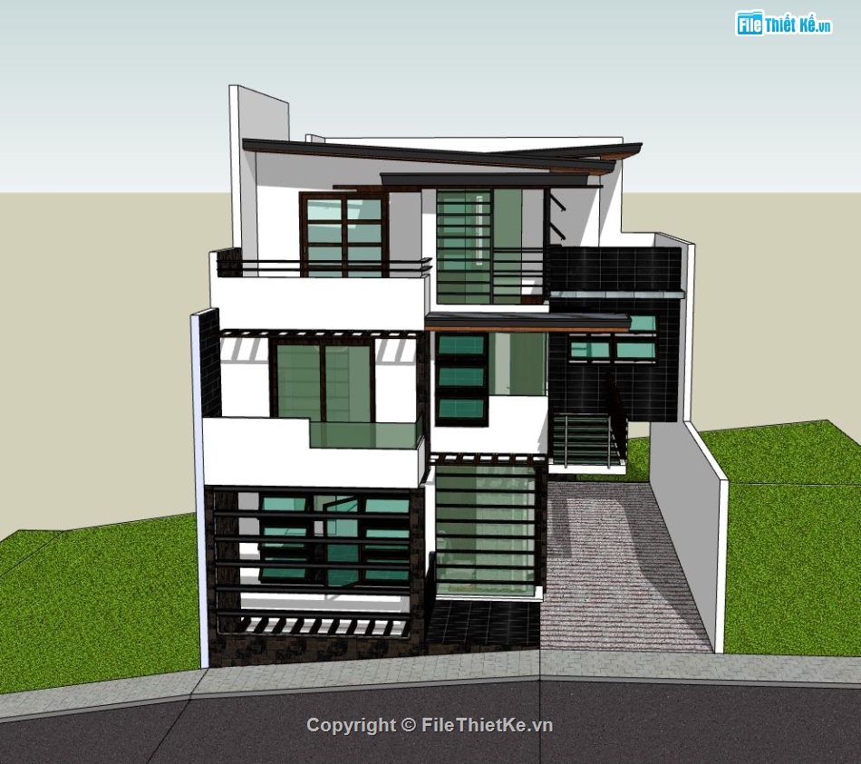 biệt thự 3 tầng,biệt thự sketchup,biệt thự 3 tầng đẹp,biệt thự đẹp 3 tầng