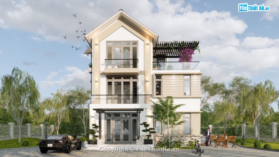 biệt thự sketchup,sketchup biệt thự,File sketchup biệt thự 3 tầng,sketchup biệt thự 3 tầng,biệt thự  3 tầng,biệt thự 3 tầng sketchup