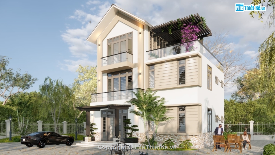 biệt thự sketchup,sketchup biệt thự,File sketchup biệt thự 3 tầng,sketchup biệt thự 3 tầng,biệt thự  3 tầng,biệt thự 3 tầng sketchup