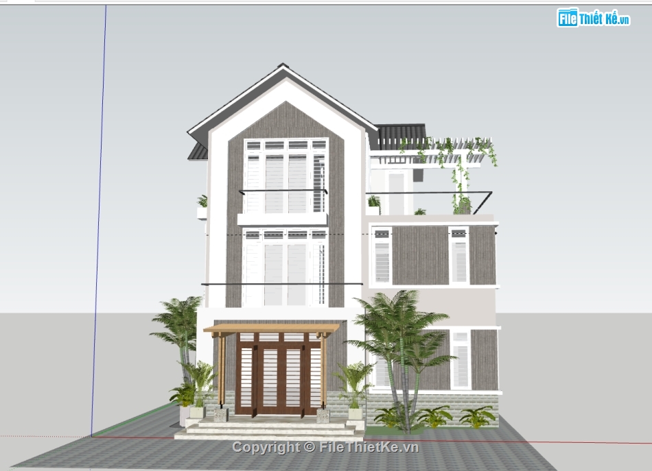 biệt thự 3 tầng,model su biệt thự 3 tầng,model sketchup biệt thự 3 tầng,file su biệt thự 3 tầng