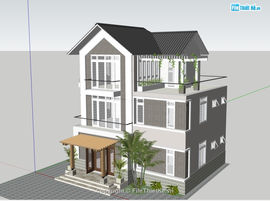 biệt thự 3 tầng,model su biệt thự 3 tầng,model sketchup biệt thự 3 tầng,file su biệt thự 3 tầng