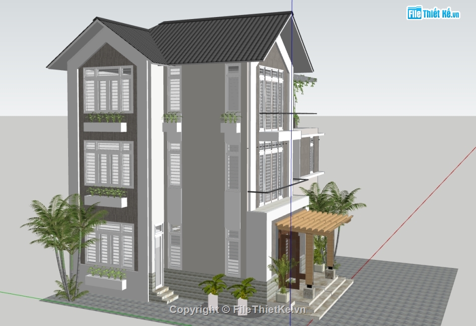 biệt thự 3 tầng,model su biệt thự 3 tầng,model sketchup biệt thự 3 tầng,file su biệt thự 3 tầng