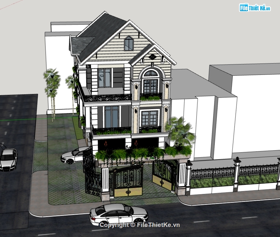 file sketchup biệt thự 3 tầng,biệt thự 3 tầng,model 3d biệt thự 3 tầng,file su biệt thự 3 tầng