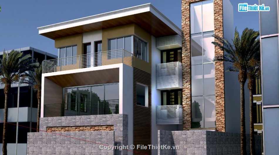 biệt thự 3 tầng,biệt thự sketchup,biệt thự hiện đại