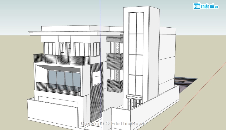 biệt thự 3 tầng,biệt thự sketchup,biệt thự hiện đại