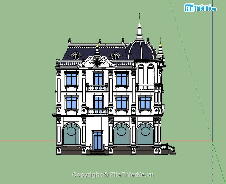 biệt thự 3 tầng,biệt thự cổ điển 3 tầng,biệt thự tân cổ,Sketchup biệt thự cổ điển,Sketchup biệt thự cổ,biệt thự cổ