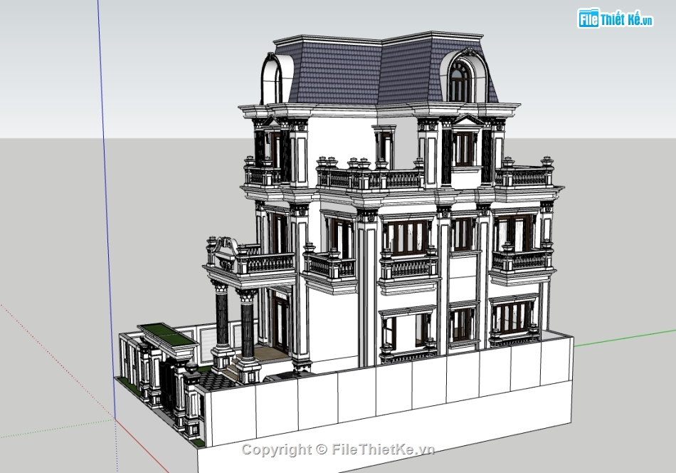 biệt thự cổ điển 3 tầng file su,file su biệt thự cổ điển 3 tầng,model su biệt thự cổ điển 3 tầng,file sketchup biệt thự cổ điển 3 tầng