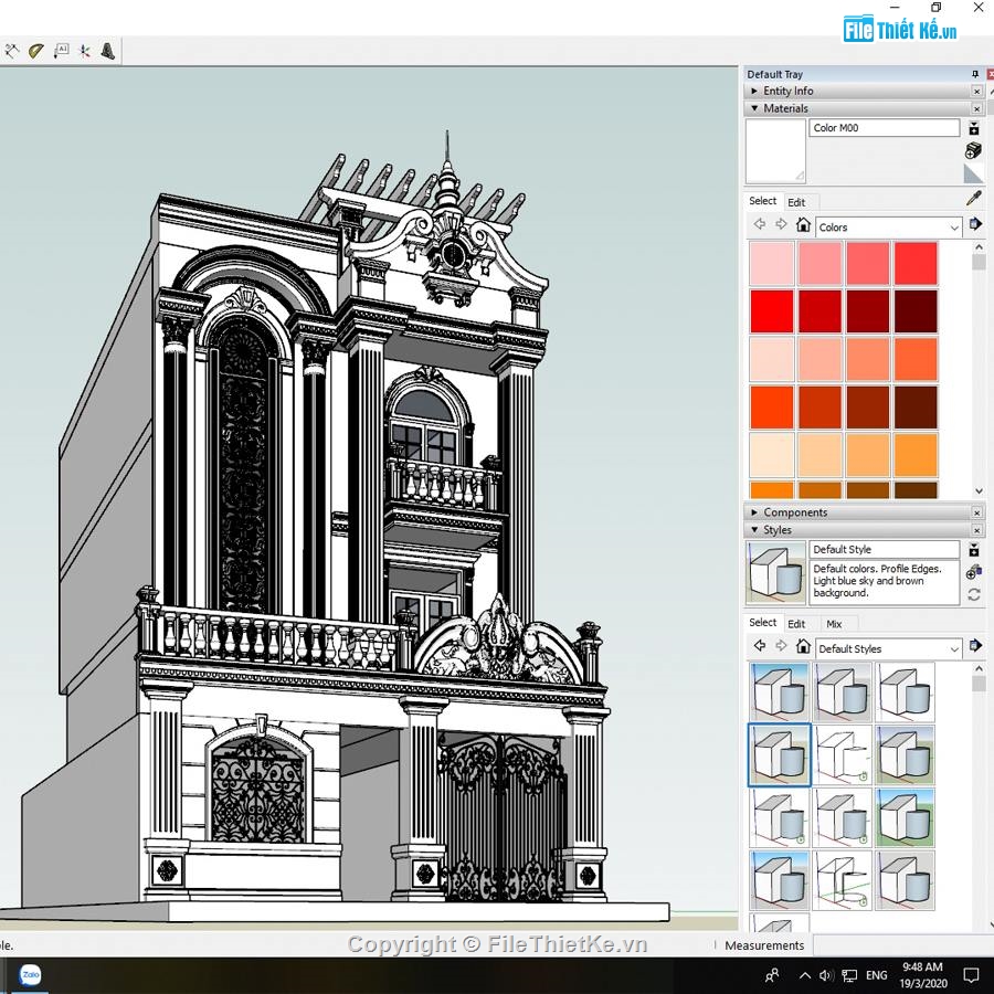 biệt thự 3 tầng,biệt thự cổ điển 3 tầng,Sketchup biệt thự cổ điển,Sketchup biệt thự cổ,biệt thự  3 tầng,Sketchup 3 tầng