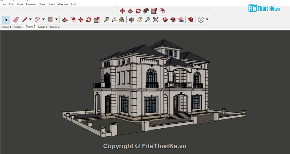 Biệt thự tân cổ điển sketchup,File su Biệt thự tân cổ điển,Model 3d su biệt thự,mẫu 3dsketchup biệt thự