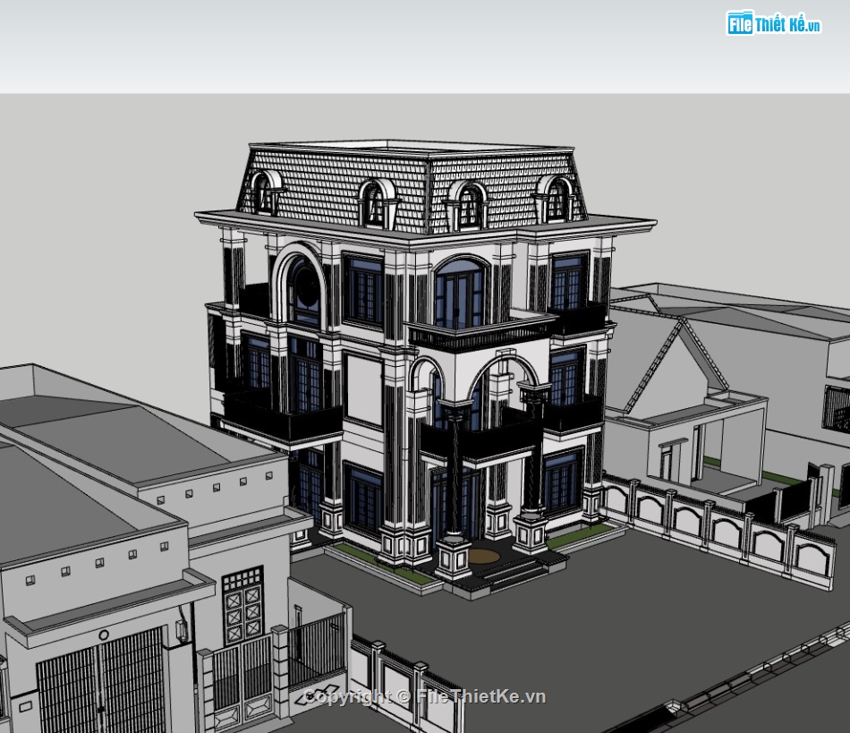 biệt thự 3 tầng,su biệt thự,sketchup biệt thự,su biệt thự 3 tầng,sketchup biệt thự 3 tầng