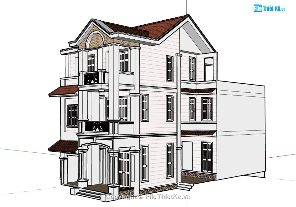 biệt thự tân cổ điển đẹp,biệt thự đẹp 3 tầng,biệt thự sketchup,model su biệt thự 3 tầng