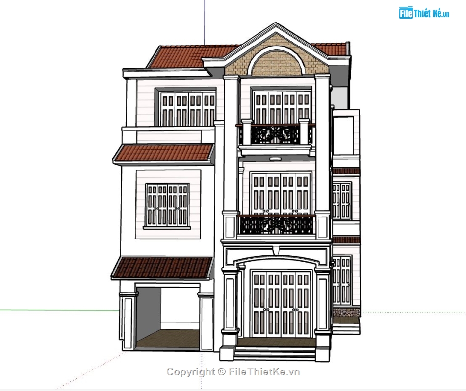 biệt thự tân cổ điển đẹp,biệt thự đẹp 3 tầng,biệt thự sketchup,model su biệt thự 3 tầng