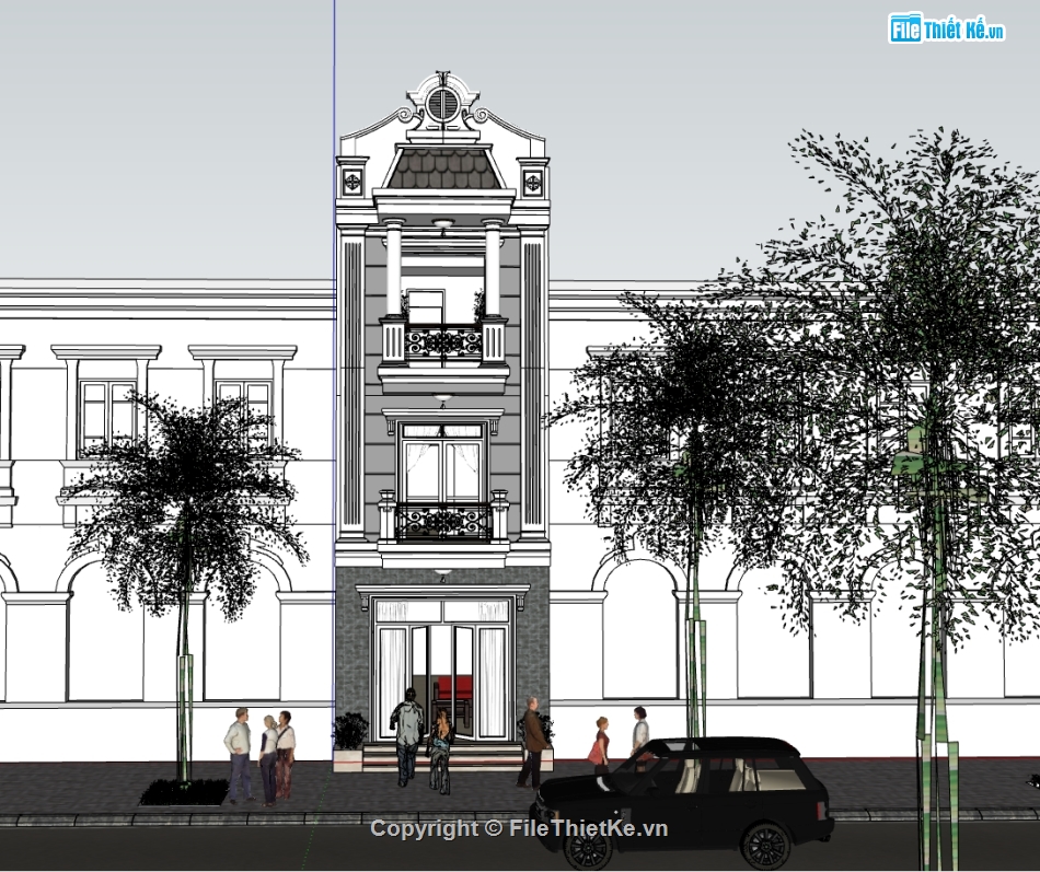 file su biệt thự tân cổ điển,file sketchup biệt thự 3 tầng,File sketchup biệt thự,model sketchup biệt thự tân cổ điển,sketchup biệt thự tân cổ điển