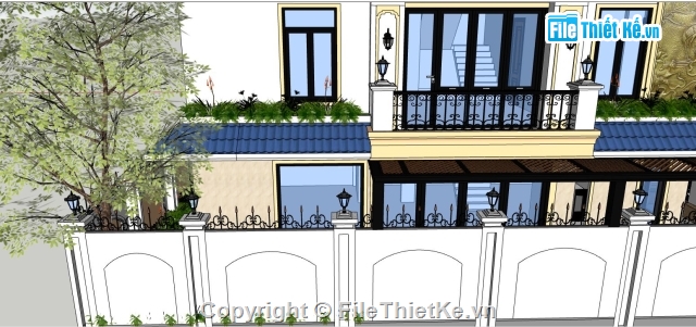 biệt thự 3 tầng,biệt thự  3 tầng,Sketchup 3 tầng,3 tầng,File sketchup biệt thự 3 tầng