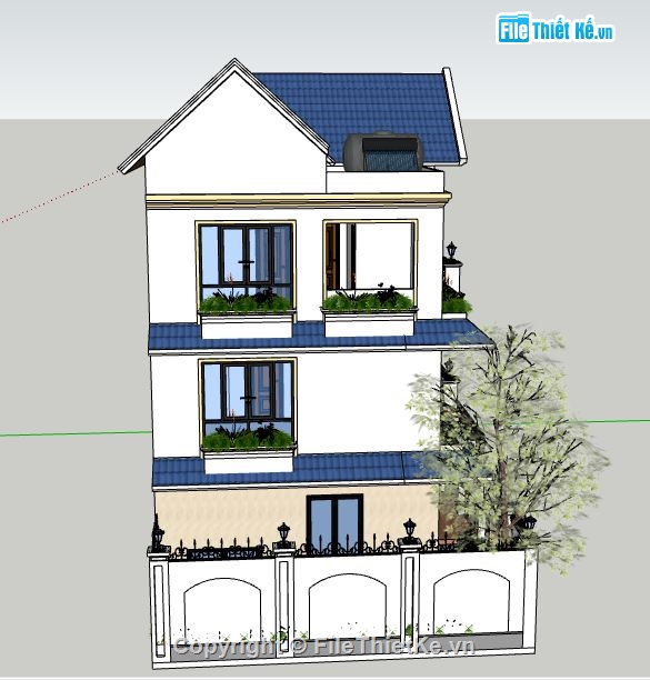 biệt thự 3 tầng,biệt thự  3 tầng,Sketchup 3 tầng,3 tầng,File sketchup biệt thự 3 tầng