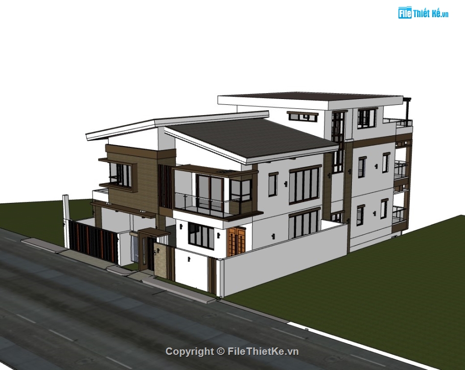 sketchup nhà phố 3 tầng,su nhà phố 3 tầng,sketchup nhà phố,su nhà phố