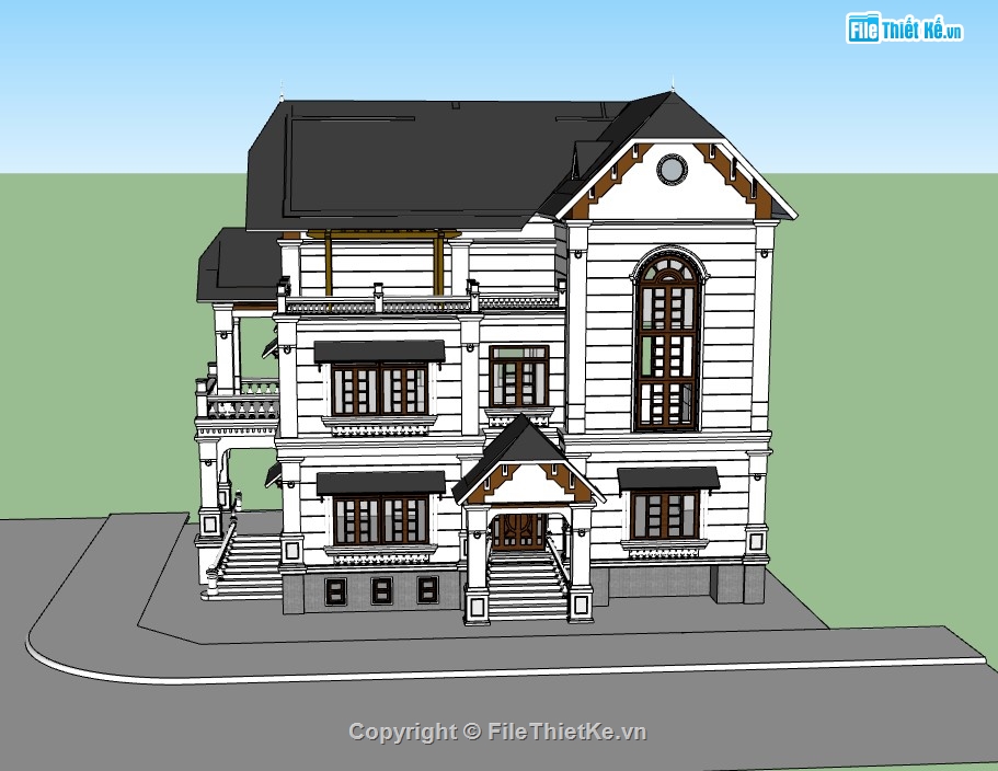 biệt thự 4 tầng,sketchup biệt thự,File sketchup biệt thự 4 tầng,sketchup biệt thự 4 tầng,biệt thự sketchup