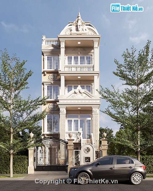 Model Biệt thự tân cổ điển 4 tầng,File sketchup biệt thự 4 tầng,file sketchup biệt thự tân cổ điển,model sketchup biệt thự 4 tầng