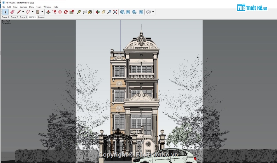 Model Biệt thự tân cổ điển 4 tầng,File sketchup biệt thự 4 tầng,file sketchup biệt thự tân cổ điển,model sketchup biệt thự 4 tầng