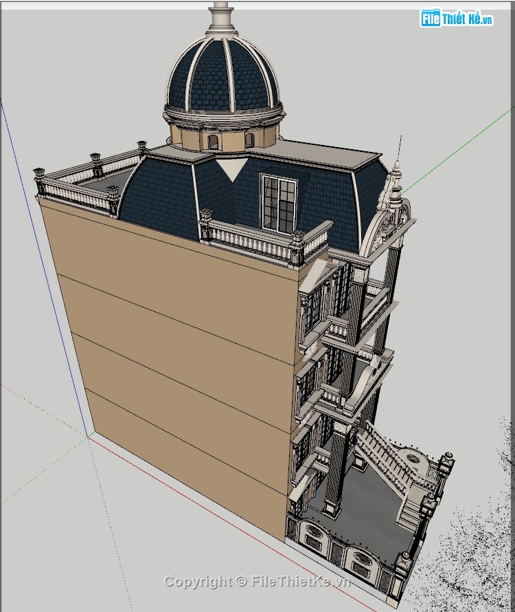 Model Biệt thự tân cổ điển 4 tầng,File sketchup biệt thự 4 tầng,file sketchup biệt thự tân cổ điển,model sketchup biệt thự 4 tầng