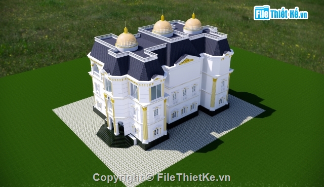 biệt thự châu âu,lâu đài,biệt thự phong cách châu âu,sketchup biệt thự,Dựng cảnh biệt thự châu âu,sketchup cảnh biệt thự hiện đại