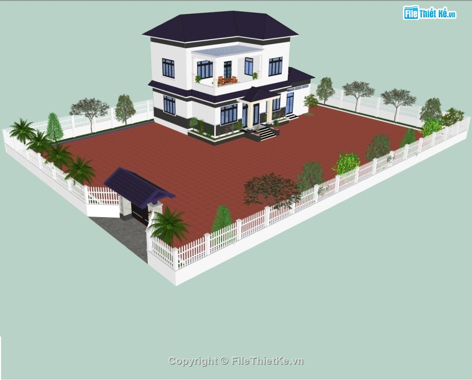 Biệt thự,Biệt thự  2 tầng,nhà vườn đẹp,nhà vườn,su biệt thự,sketchup biệt thự
