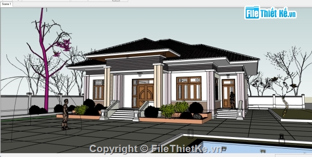 nhà vườn,file Sketchup Biệt thự,biệt thự nhà vườn,Biệt thự