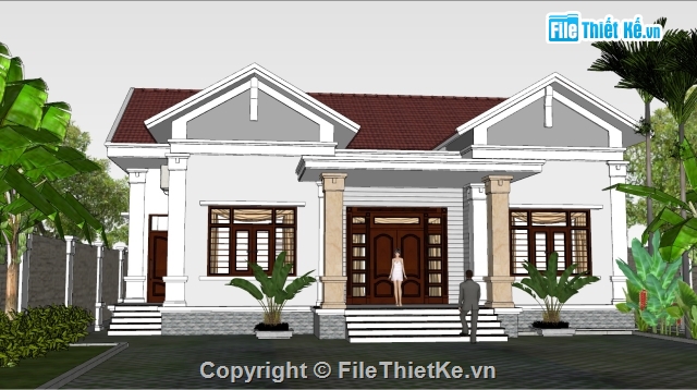 sketchup nhà cấp 4,sketchup nhà vườn,nhà cấp 4,Biệt thự vườn cấp 4