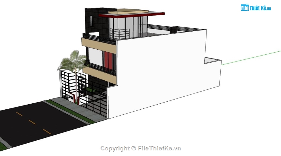 biệt thự phố,biệt thự 2 tầng,biệt thự phố 2 tầng,sketchup biệt thự,biệt thự 3 tầng sketchup