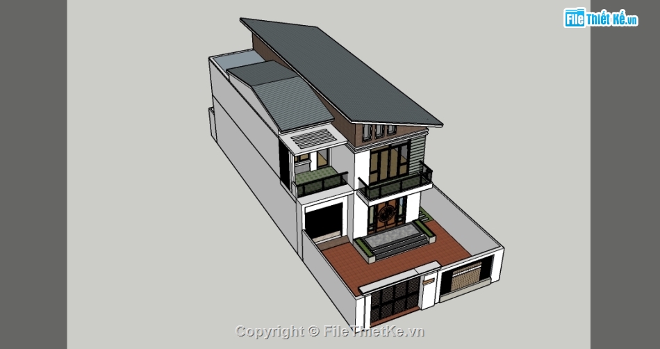 File sketchup biệt thự phố 2 tầng,File sketchup biệt thự phố 2 tầng hiện đại,Model sketchup thiết kế biệt thự 2 tầng,Model biệt thự bằng sketchup