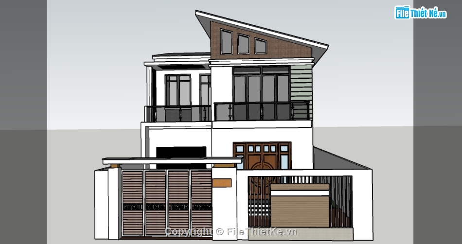 File sketchup biệt thự phố 2 tầng,File sketchup biệt thự phố 2 tầng hiện đại,Model sketchup thiết kế biệt thự 2 tầng,Model biệt thự bằng sketchup