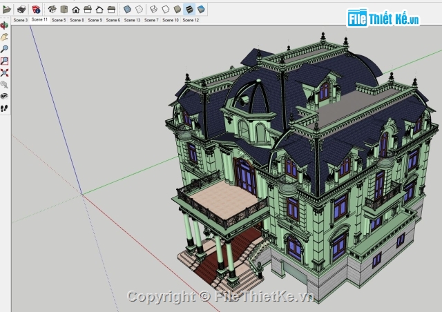 model sketchup biệt thự,Biệt thự cổ đại,biệt thự tân cổ,file Sketchup Biệt thự,Biệt thự Sketchup