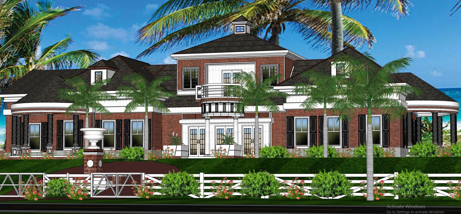 biệt thự  sketchup,biệt thự ven biển sketchup,biệt thự 2 tầng su,phối cảnh biệt thự 2 tầng
