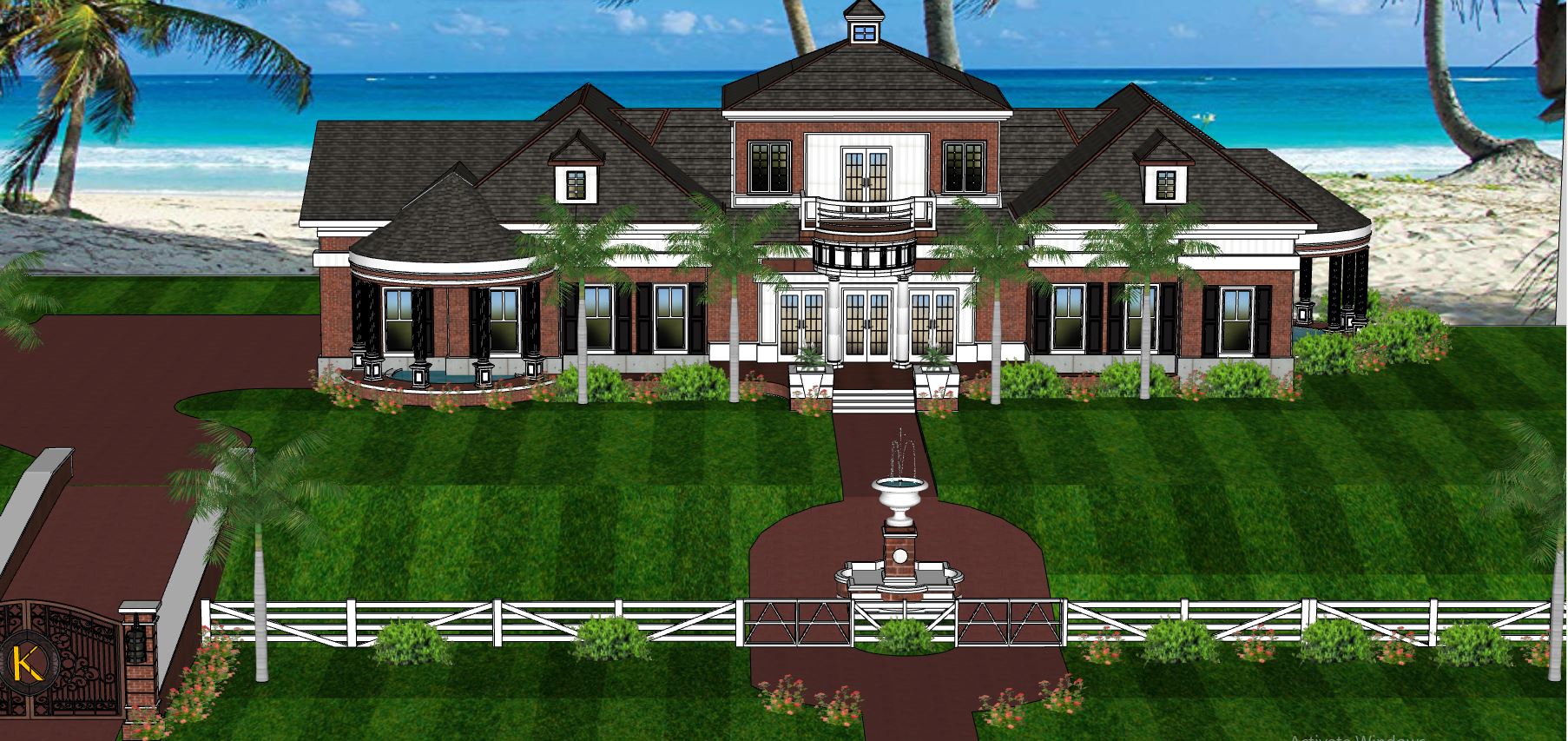 biệt thự  sketchup,biệt thự ven biển sketchup,biệt thự 2 tầng su,phối cảnh biệt thự 2 tầng