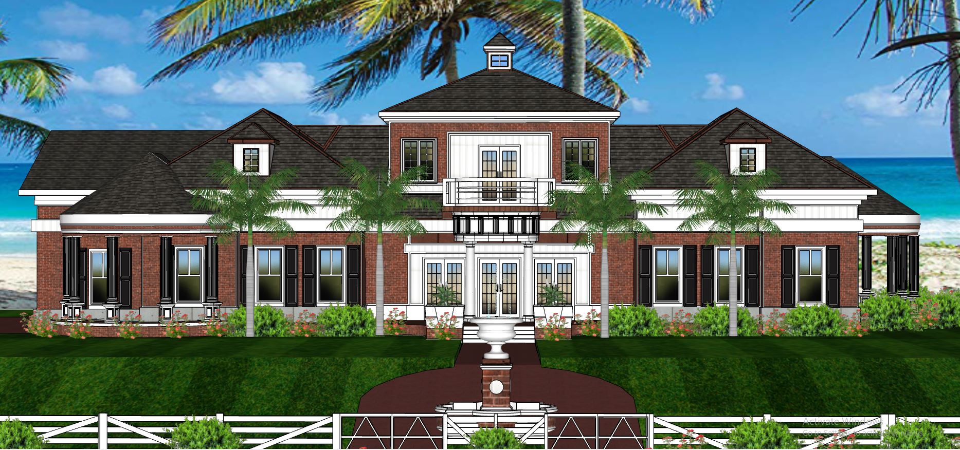 biệt thự  sketchup,biệt thự ven biển sketchup,biệt thự 2 tầng su,phối cảnh biệt thự 2 tầng