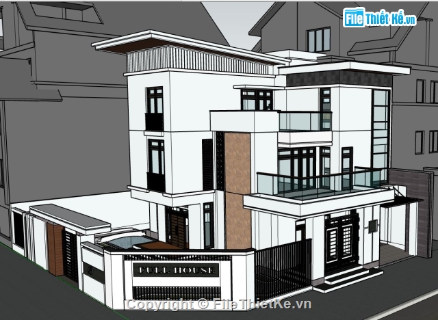 File sketchup biệt thự 3 tầng,biệt thự 3 tầng,biệt thự villa,biệt thự 3 tầng đẹp,villa